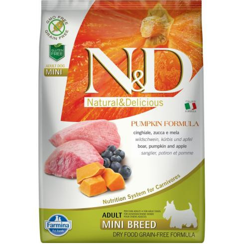 N&D Dog Grain Free vaddisznó&alma sütőtökkel adult mini 7kg ingyenes szállítás