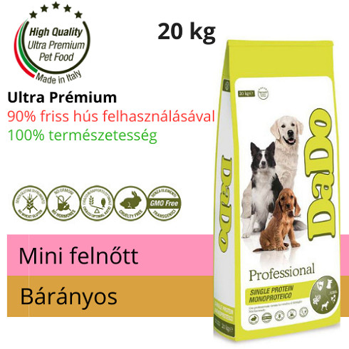DaDo hipoallergén felnőtt bárányos kutyatáp mini kutyáknak 20Kg