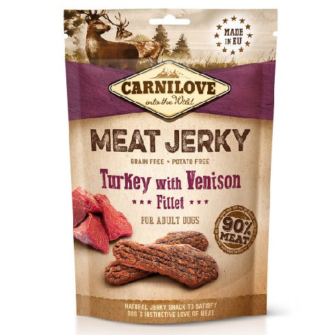 Carnilove Jerky Snack Turkey with Venison Fillet – pulyka szarvas filével 100g