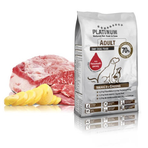 	 PLATINUM Adult Iberico + Greens Kutyatáp ibériai sertéshúsból 5 kg