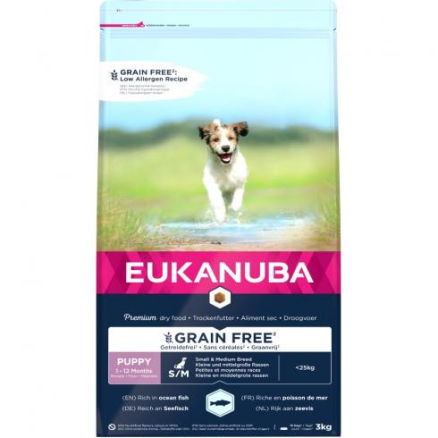 Eukanuba Puppy & Junior Grain Free Small&Medium Ocean Fisch 3kg