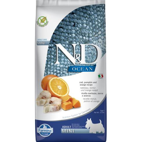 N&D Dog Ocean tőkehal&narancs és sütőtök adult mini 7kg ingyenes szállítás