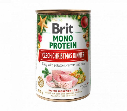 BRIT Mono Protein Christmas Dinner Karácsonyi menű pontyokkal 400g