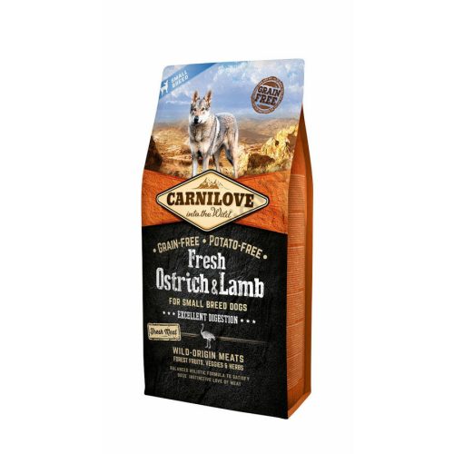 Carnilove Fresh Adult Dog Small Ostrich & Lamb Excellent Digestion- Strucc és Bárány Hússal 6kg