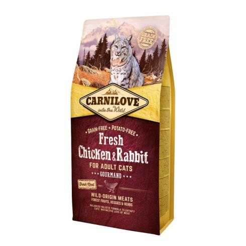 Carnilove Fresh Adult Cat Chicken & Rabbit Gourmand- Csirke és Nyúl Hússal 6kg