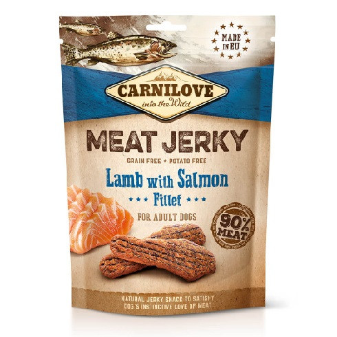 Carnilove Jerky Snack Lamb with Salmon Fillet – bárány lazac filével 100g