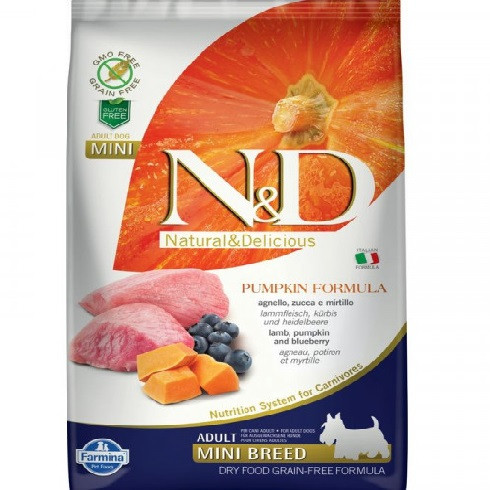 N&D Dog Grain Free bárány áfonya sütőtökkel adult mini 2.5kg