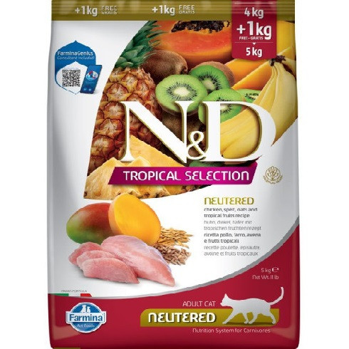 N&D Tropical Selection Cat Chicken Neutered Adult 4+1kg