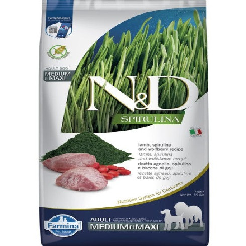 N&D Spirulina Dog bárány adult medium maxi 7kg